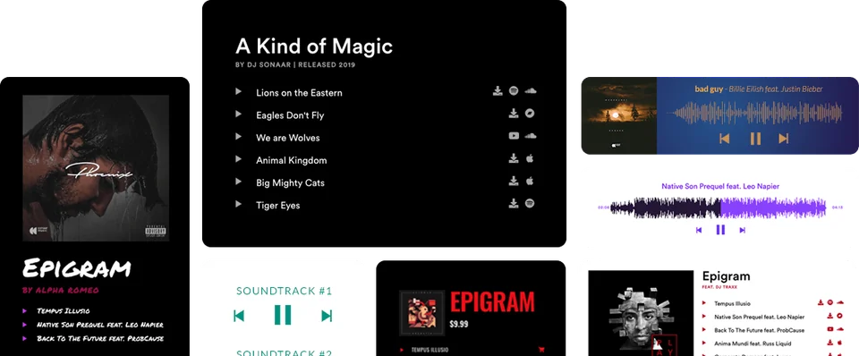 MP3 Audio Player Pro playlist and waveform designs