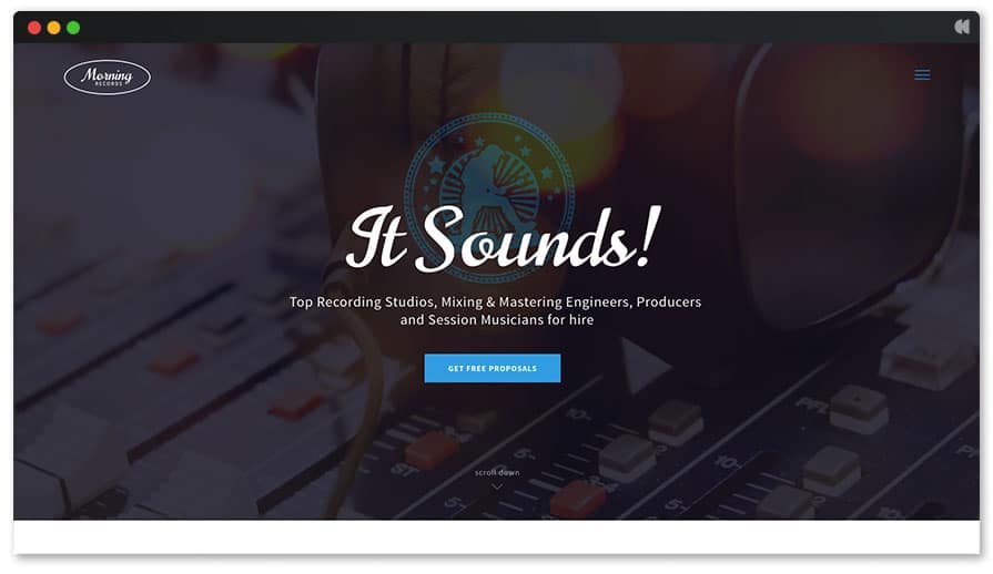 Recording Studio WordPress Theme - Morning Records