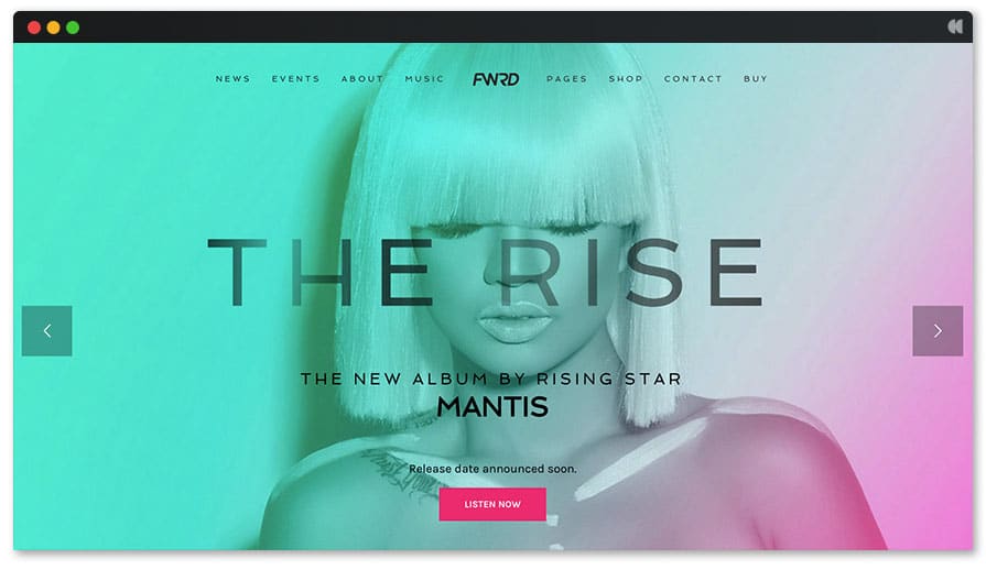 The Rise Responsive Singer WordPress Theme