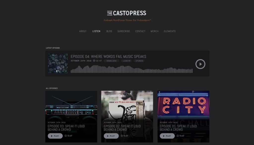 Meilleur WordPress podcast Theme collection