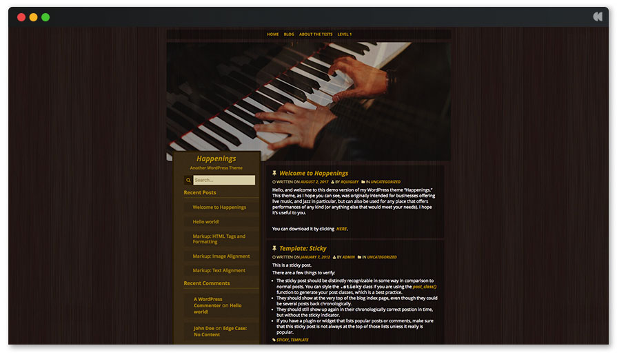 Free Musical WordPress Theme - Happening