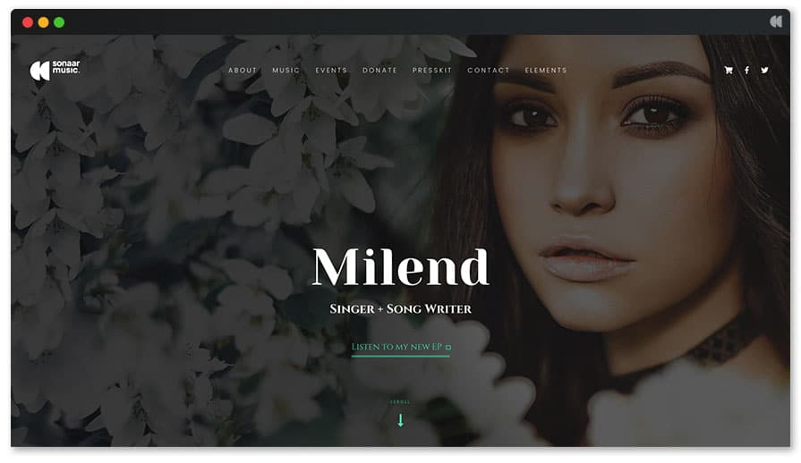 Milend est une pleine largeur et Responsive musique thème WordPress