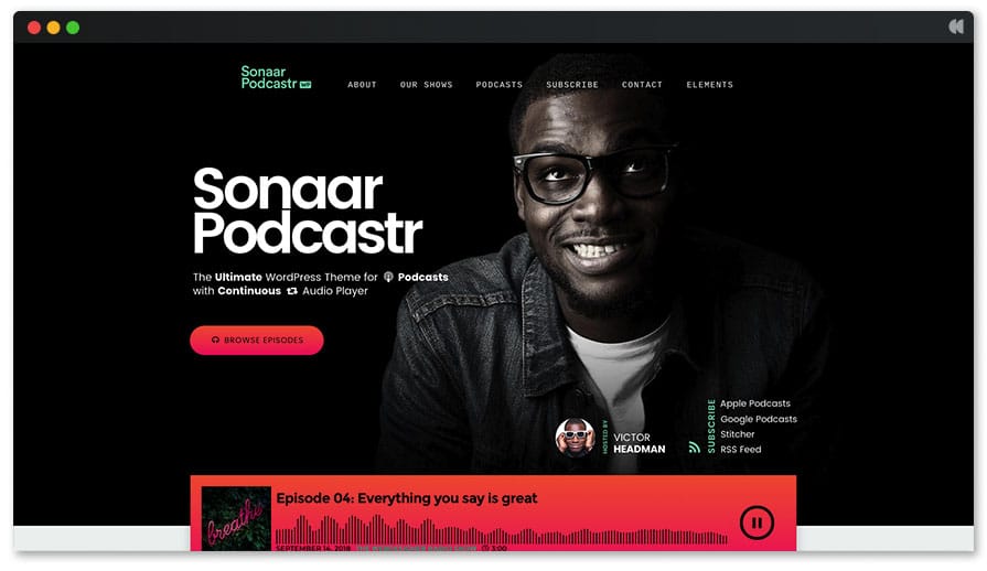 Podcastr meilleur thème WordPress pour podcaster