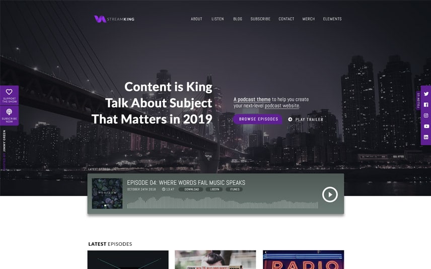 StreamKing - WordPress Podcast Theme with Audio Streaming