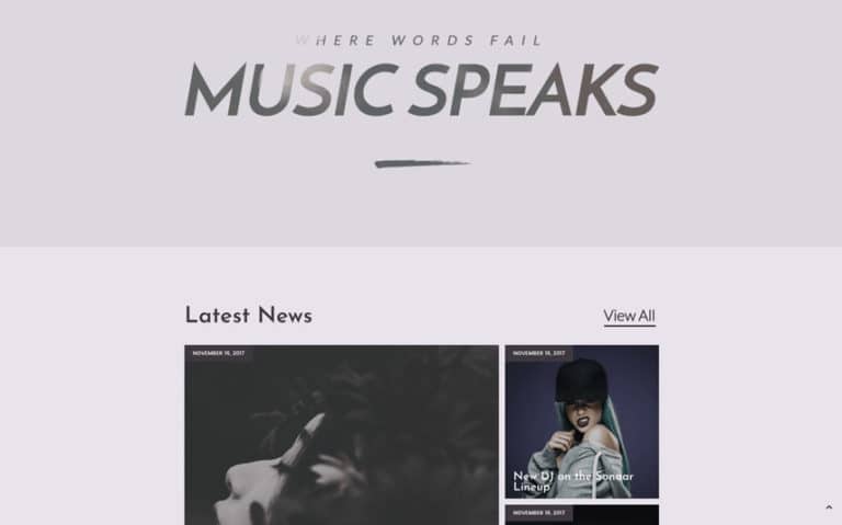 Responsive WordPress Template for Music