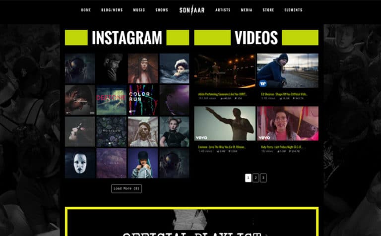 Music Band WordPress Template with Instagram